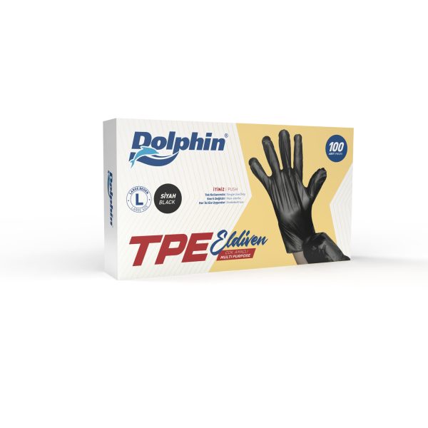 Dolphin Siyah TPE Eldiven L Beden 100 Adet